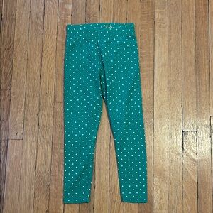 Mini Boden sz 7-8 green and white polka dot leggings